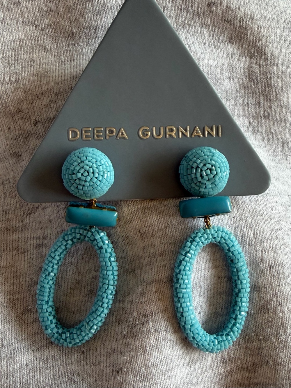 Deepa gurnani Turquoise Beaded Drop Earrings